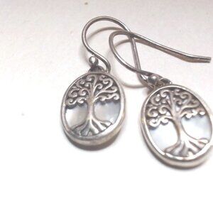 Mother of Pearl Tree of Life Earrings dangle drop